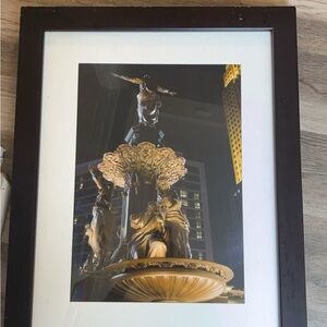 Framed Nighttime Fountain Photograph